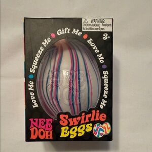 Swirlie Egg Stress Toy - White with Blue & Pink Swirls